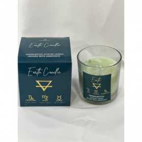 VELA CON CRISTALES DE SANDALWOOD Y ELEMENTO TIERRA