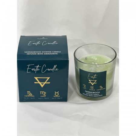 VELA CON CRISTALES DE SANDALWOOD Y ELEMENTO TIERRA